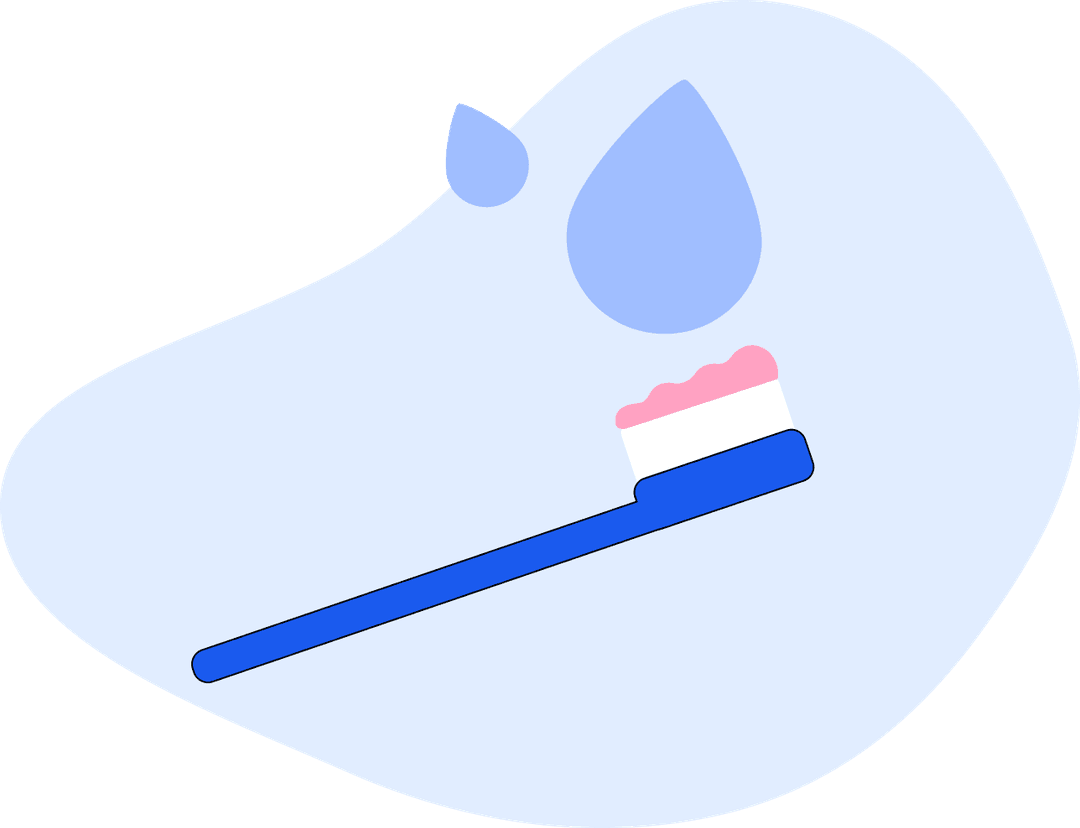 Toothbrush near a running bathroom tap